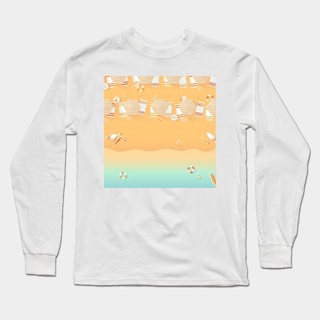 Beach, top view, summer vacation illustration Long Sleeve T-Shirt by kallyfactory